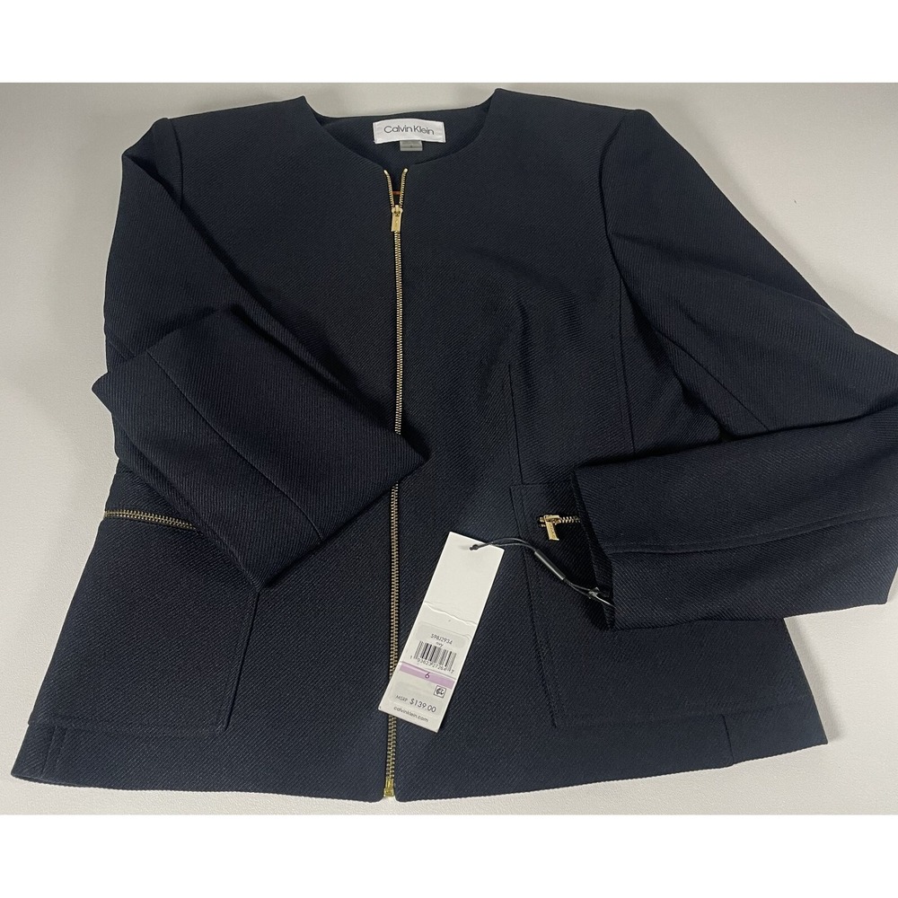 Calvin Klein Women's Navy Blazer Jacket Size 6 New With Tags